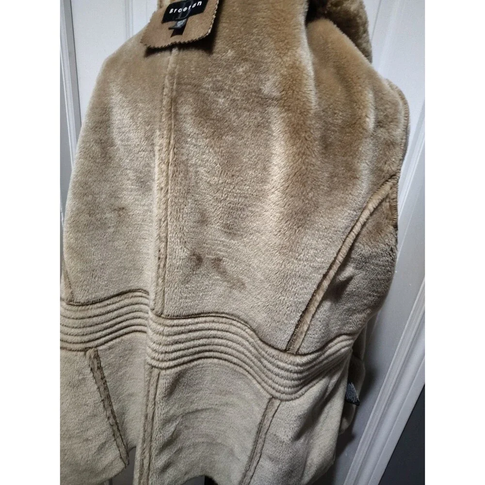 Braetan Jacket Camel Faux Suede Round Collar Faux Fur Lined Pockets Plus Sz30/32 - Picture 10 of 13